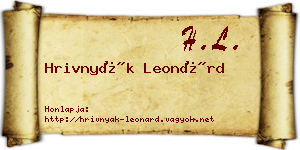 Hrivnyák Leonárd névjegykártya